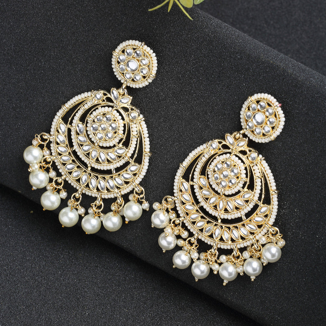 Women's Kundan Pearl Earrings | SHOBITAM