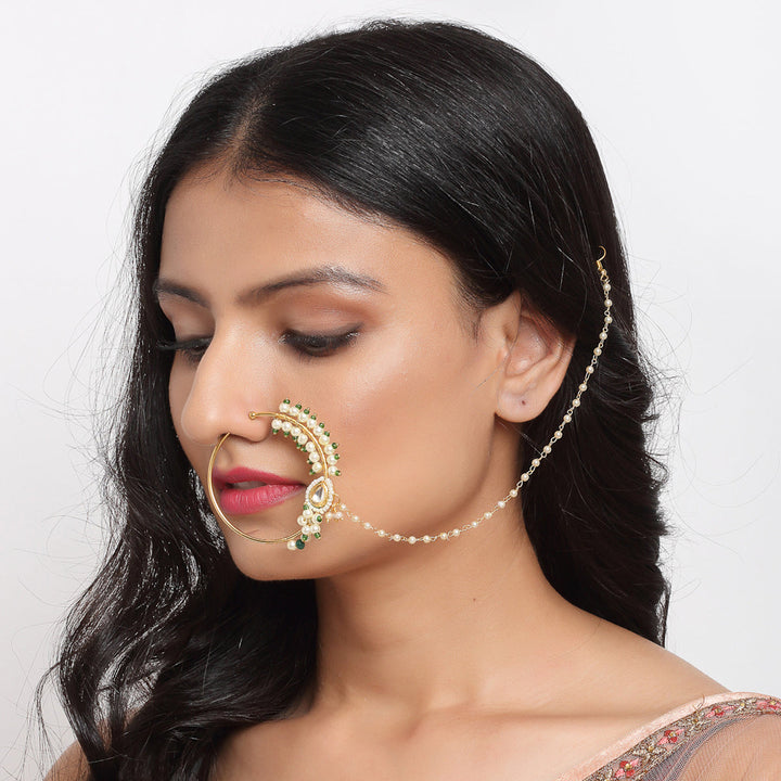 Maharani Kundan Nose Ring | SHOBITAM
