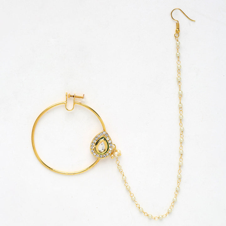Sunehri Kundan Nose Ring | SHOBITAM