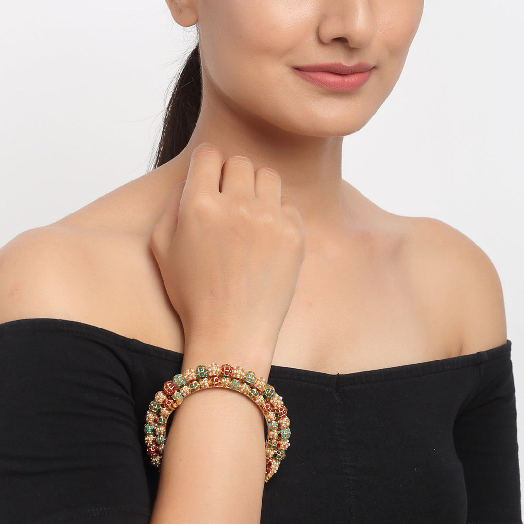 Multi Embellished Bangle, Single piece | SHOBITAM