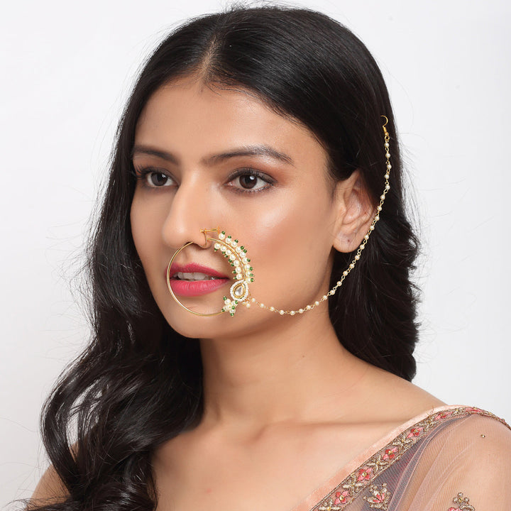Maharani Kundan Nose Ring | SHOBITAM