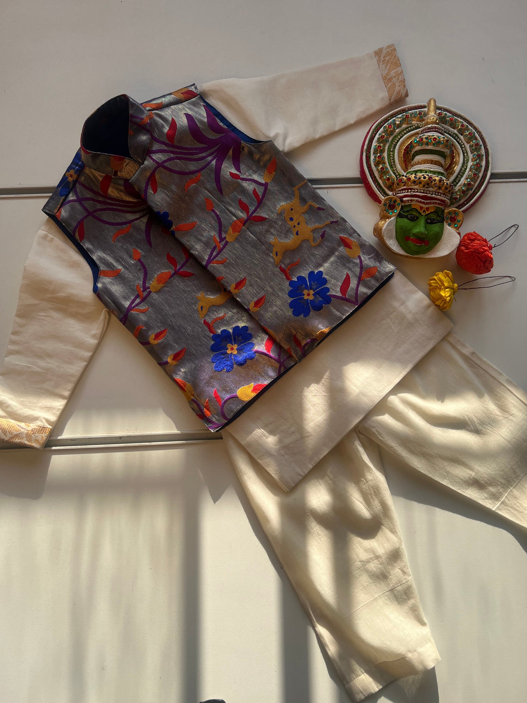 Boys - Paithani Kurta Set Blue - (Onam Edit) Express | SHOBITAM