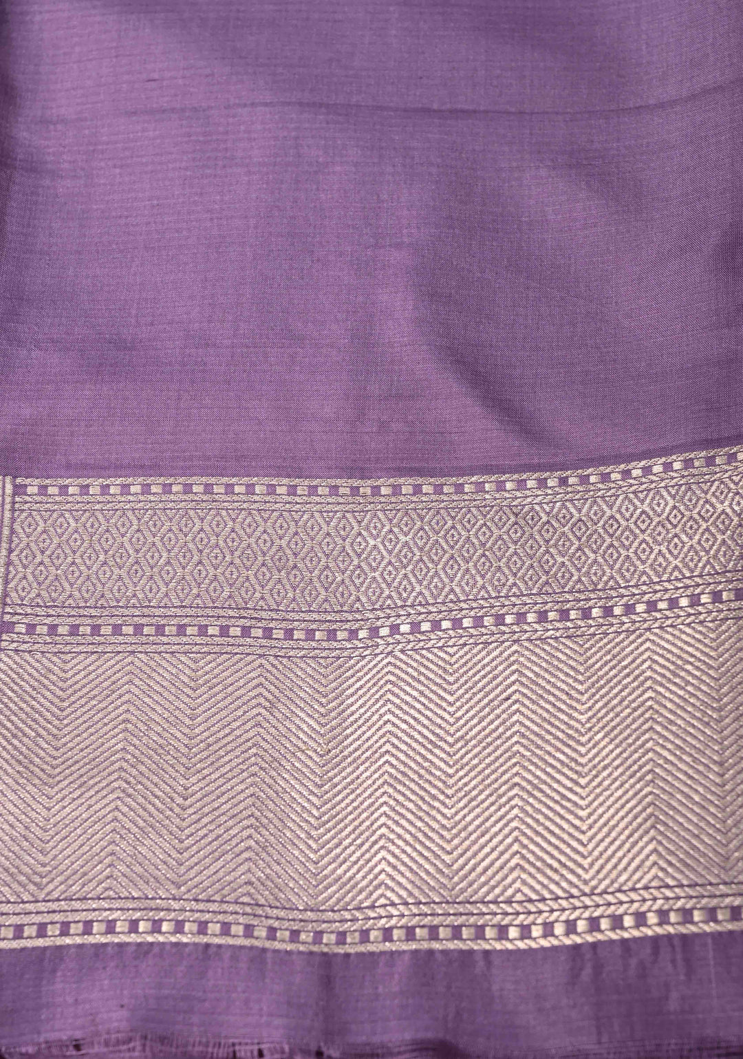 Dusty Lavender Banarasi Katan Silk Saree with Floral Brocade Jaal and Zari Borders | SILK MARK CERTIFIED