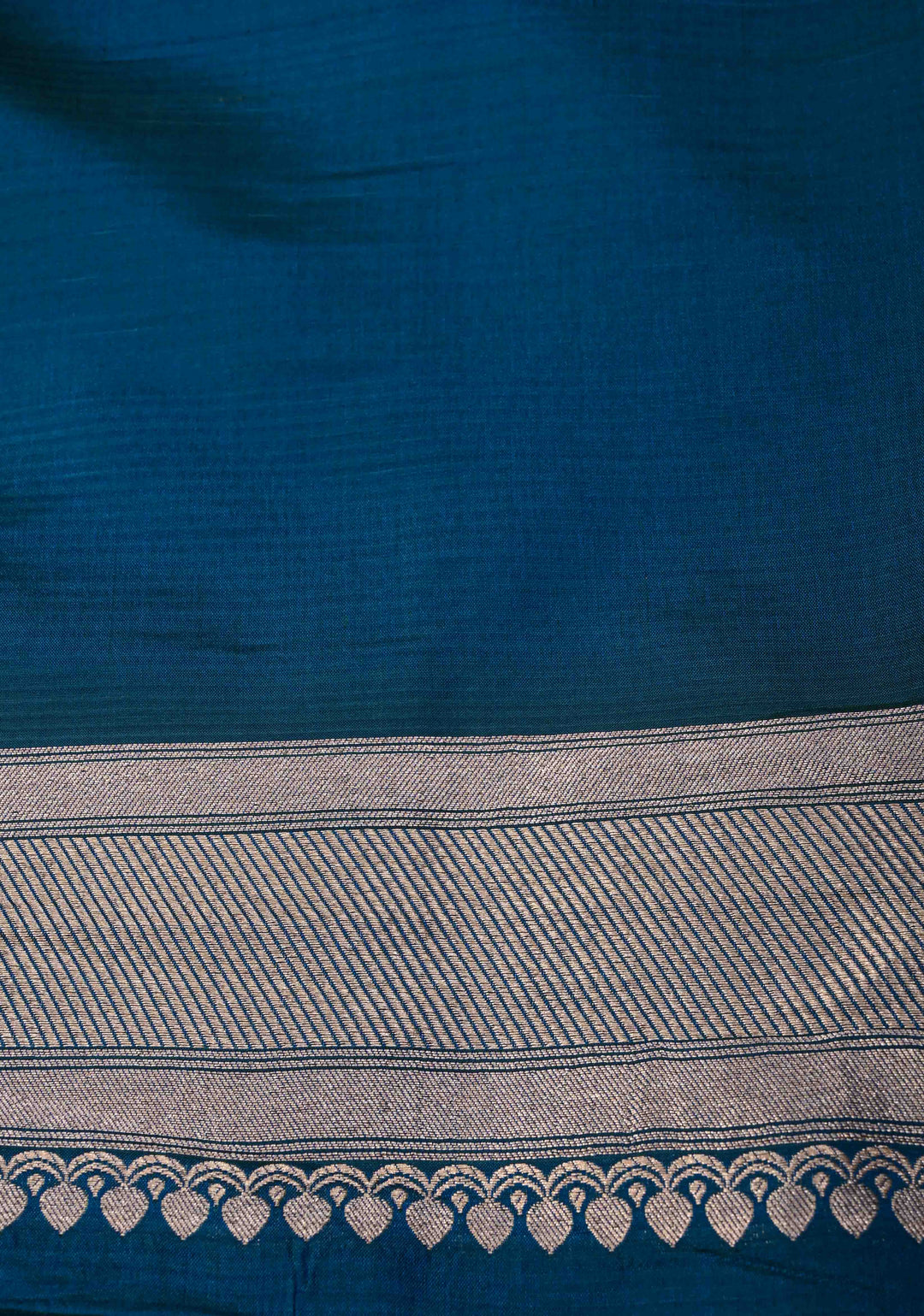 Peacock Blue Green Dual tone Banarasi Katan Silk Saree with Floral Brocade and Zari Borders | SILK MARK CERTIFIED