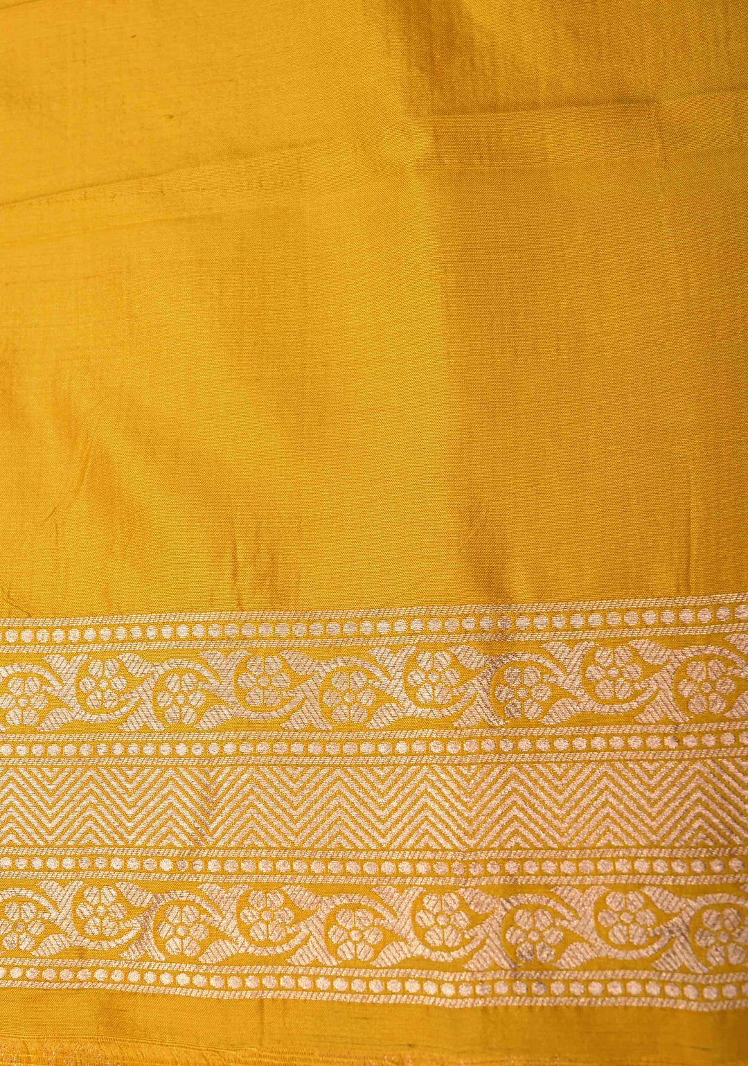 Musturd Yellow Banarasi Katan Silk Saree with Brocade Jaal and Zari Borders | SILK MARK CERTIFIED