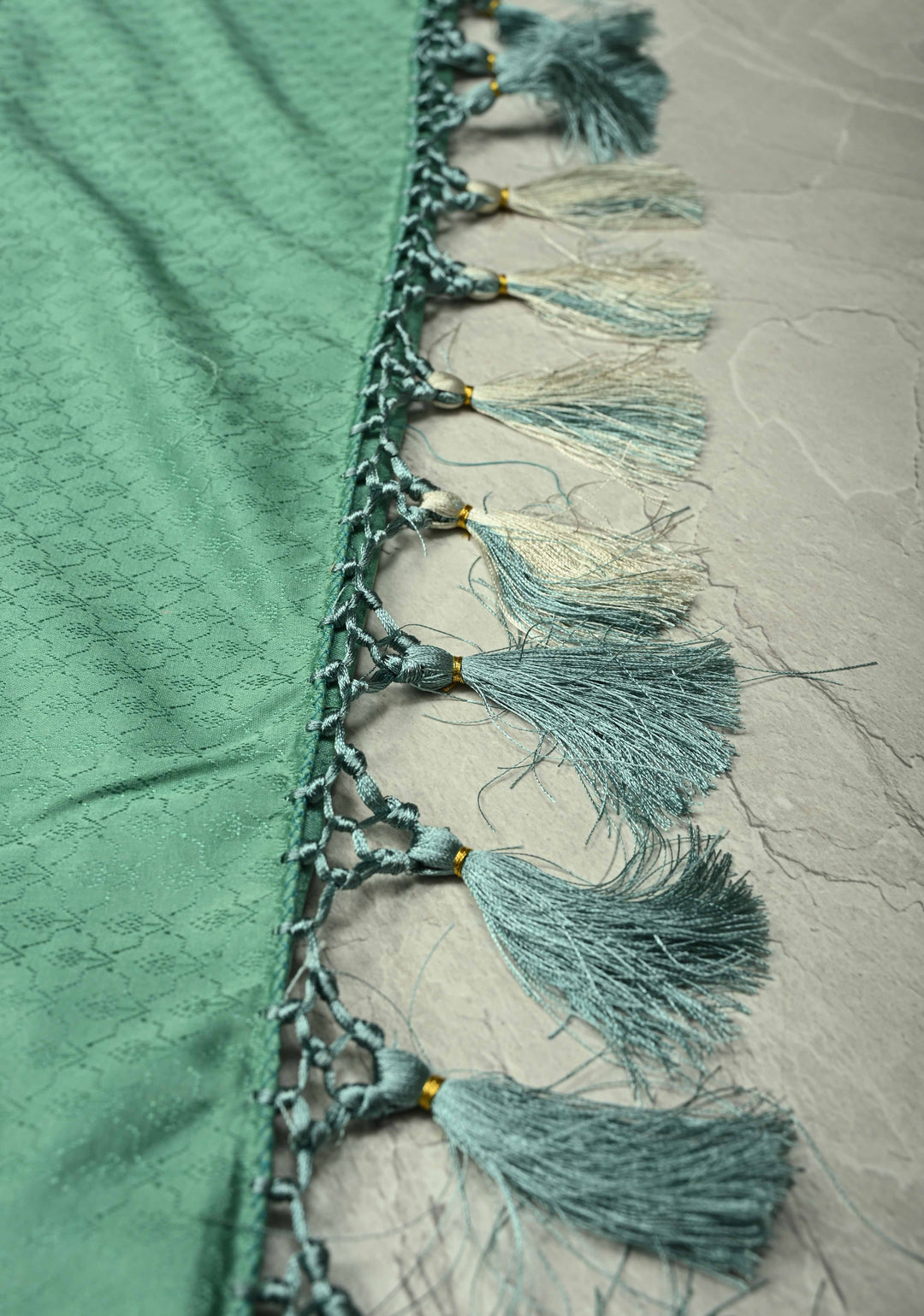 Dusty Teal Banarasi Semi Mashru Silk Saree with Meenakari Vertical Ornate Zari Stripes