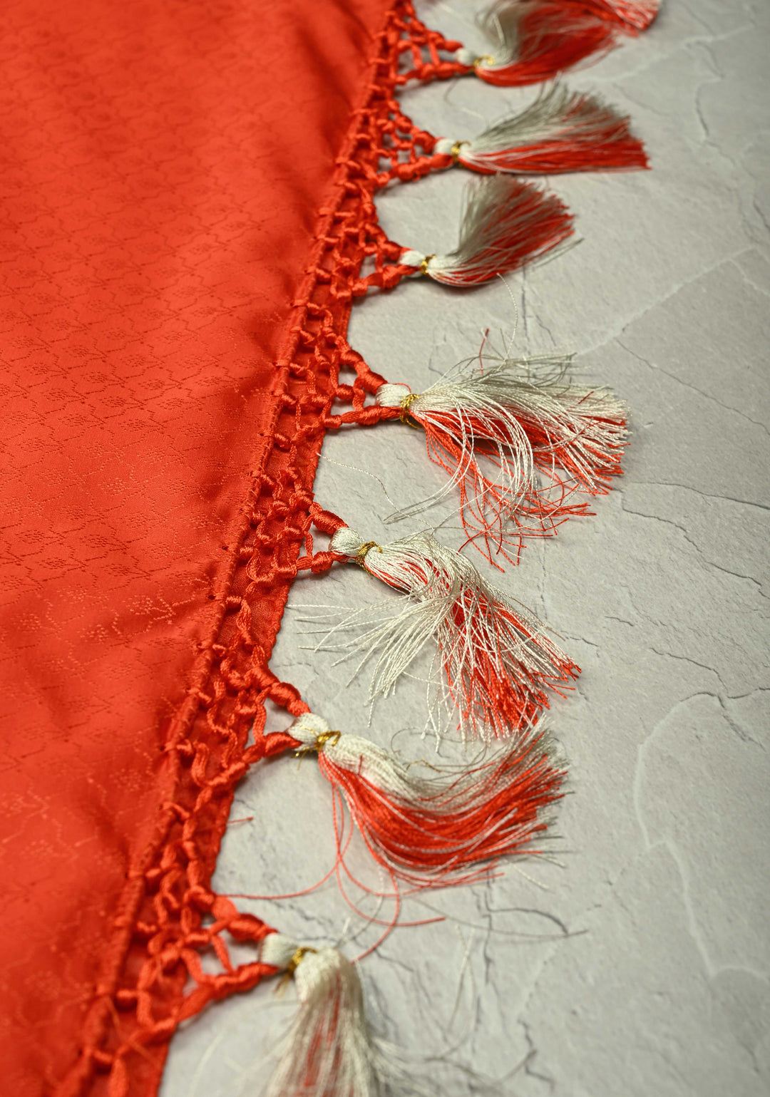 Reddish Orange Banarasi Semi Mashru Silk Saree with Meenakari Vertical Ornate Zari Stripes