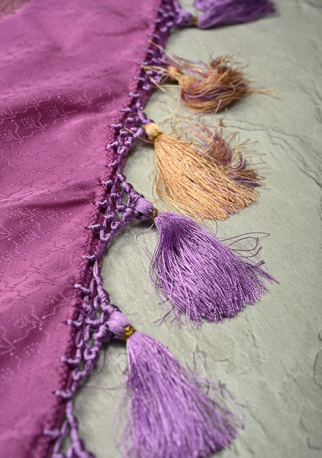 Mauve Rangkaat StyleBorder Banarasi Semi Mashru Silk Saree with Floral Zari Butta and Brush Dye Meenakari Scallop Border