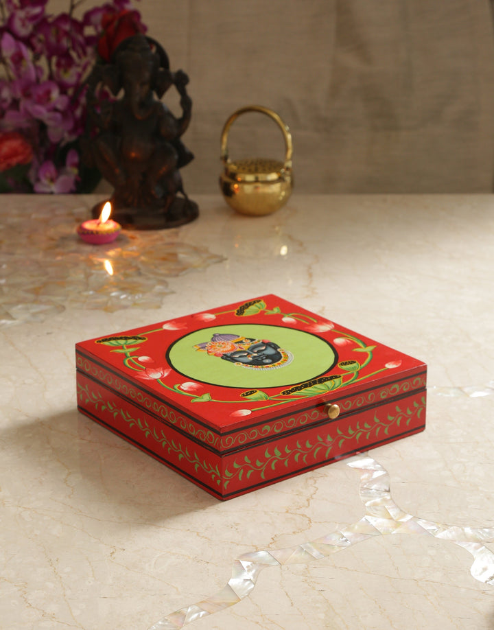 Spacious Pichawai Handpainted Krishna Box - Small