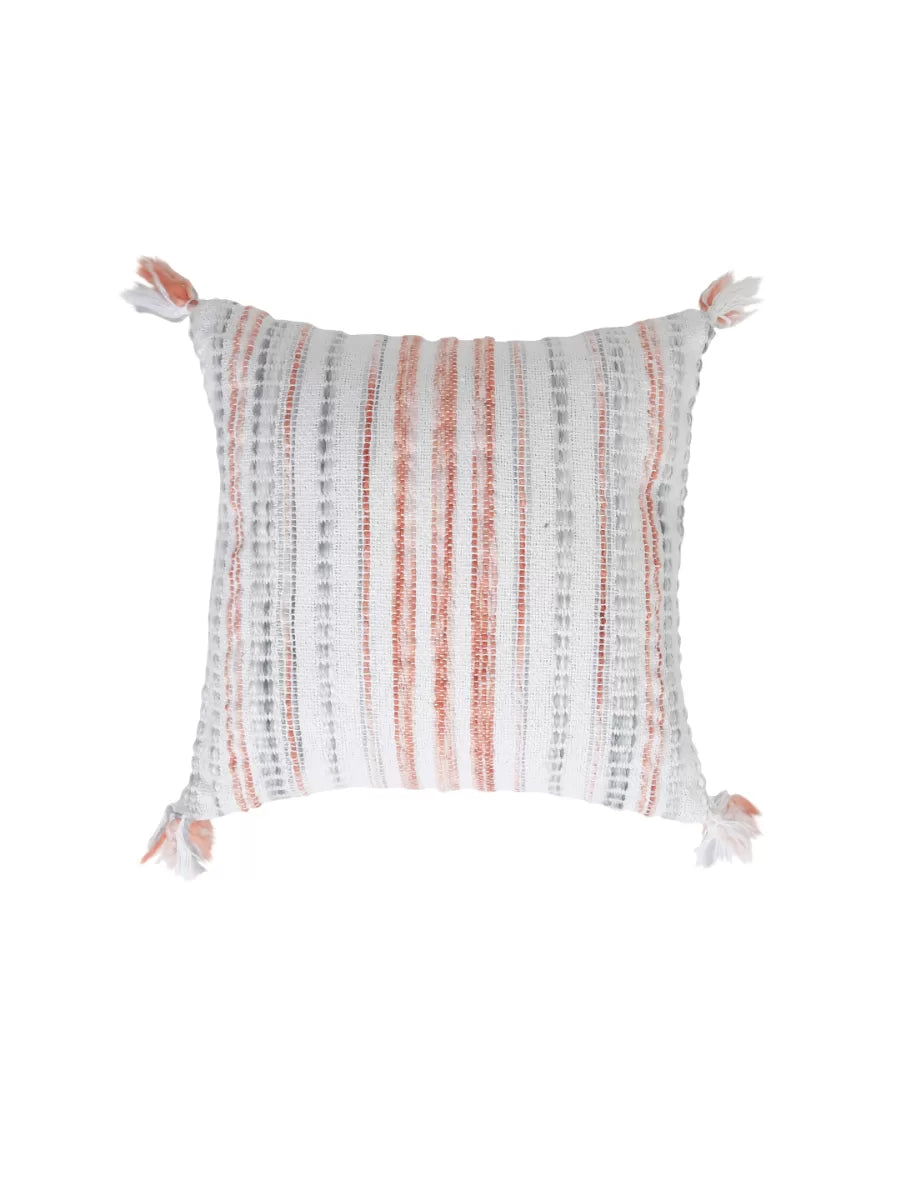 Cushion Cover with Tassels - Ivory, Rust And Green