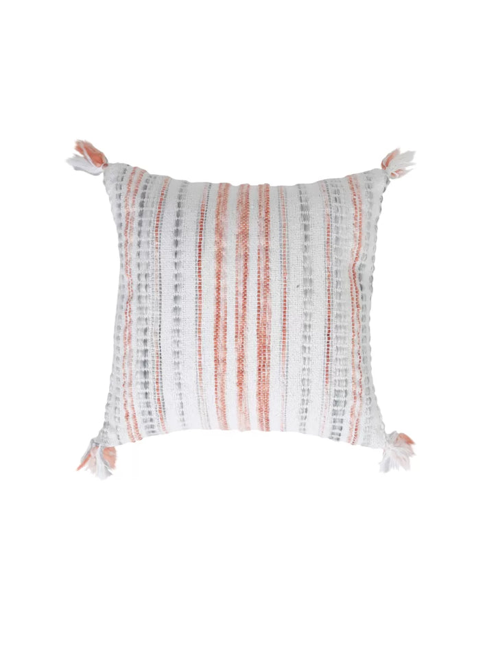 Cushion Cover with Tassels - Ivory, Rust And Green
