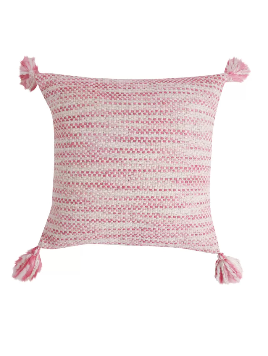 Cushion Cover With Tassels - Ivory And Pink