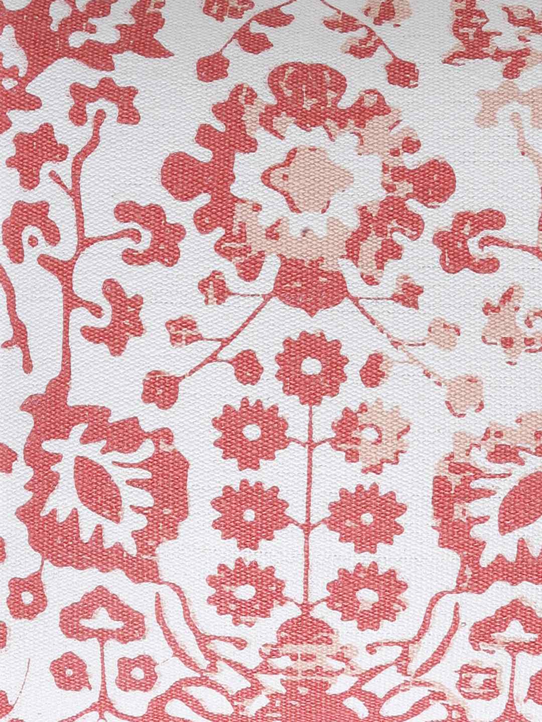 Peach Flower Printed Cushion Cover With Fringes And Tassels