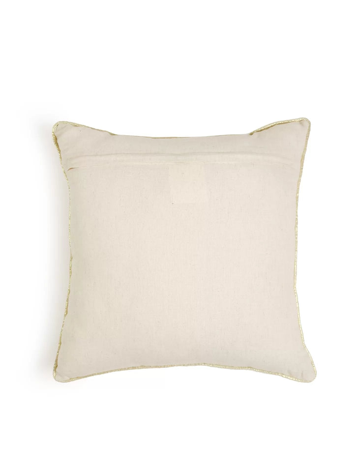 Embroidery Cushion Cover - Ivory & Gold Zari
