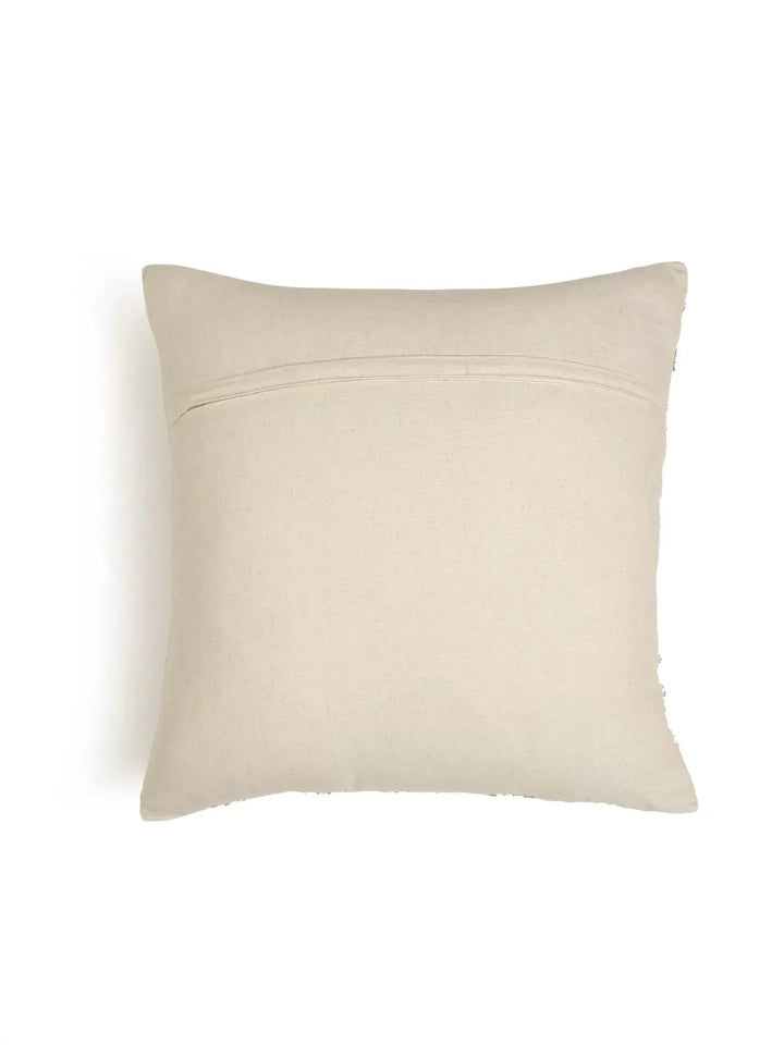 Embellished Cushion Cover - Ivory And Blue Embroidered