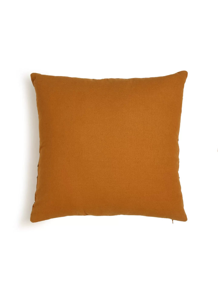 Hand Beaded Cushion Cover - Mustard Wave Design