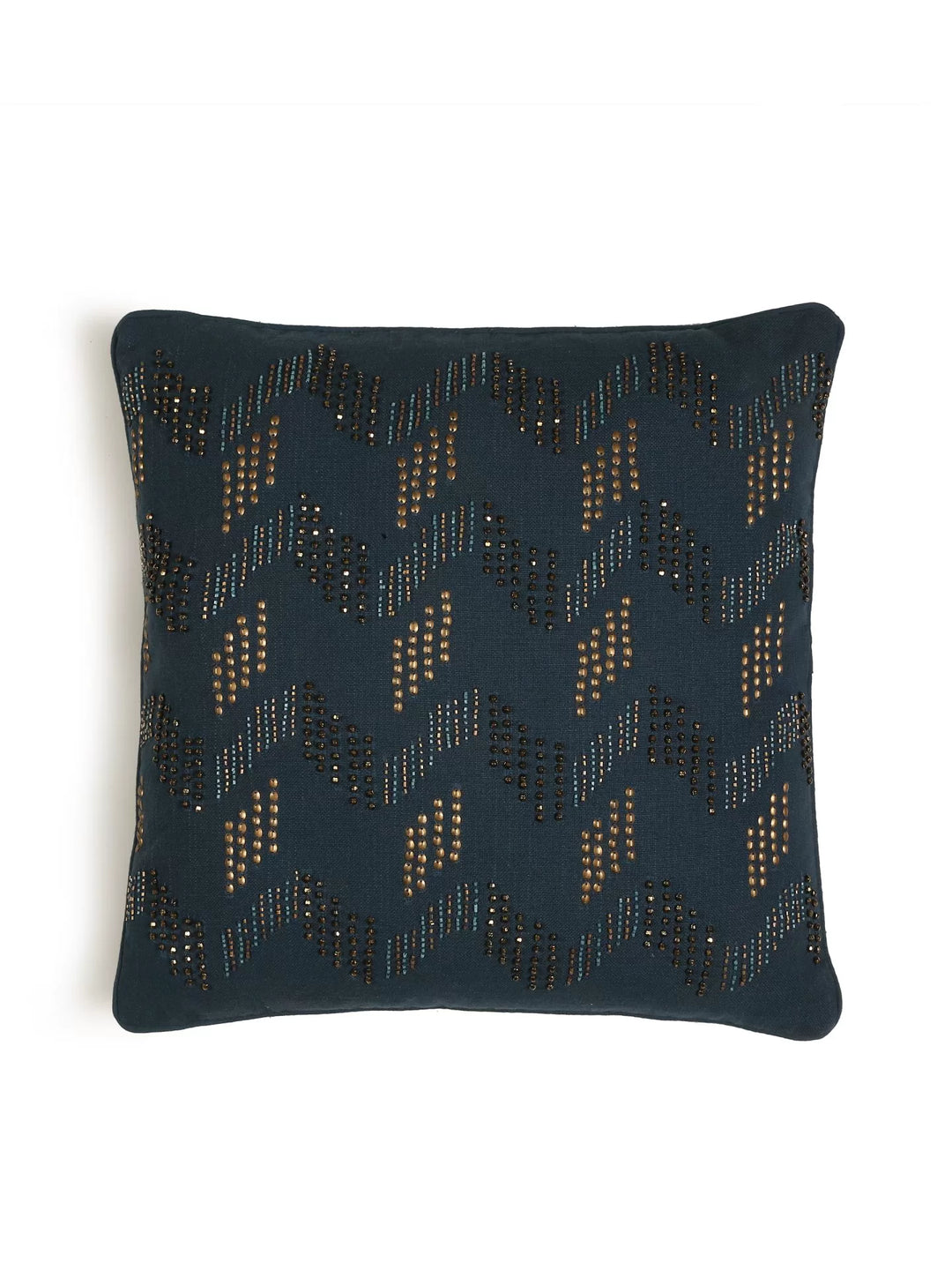 Hand Beaded Cushion Cover - Blue