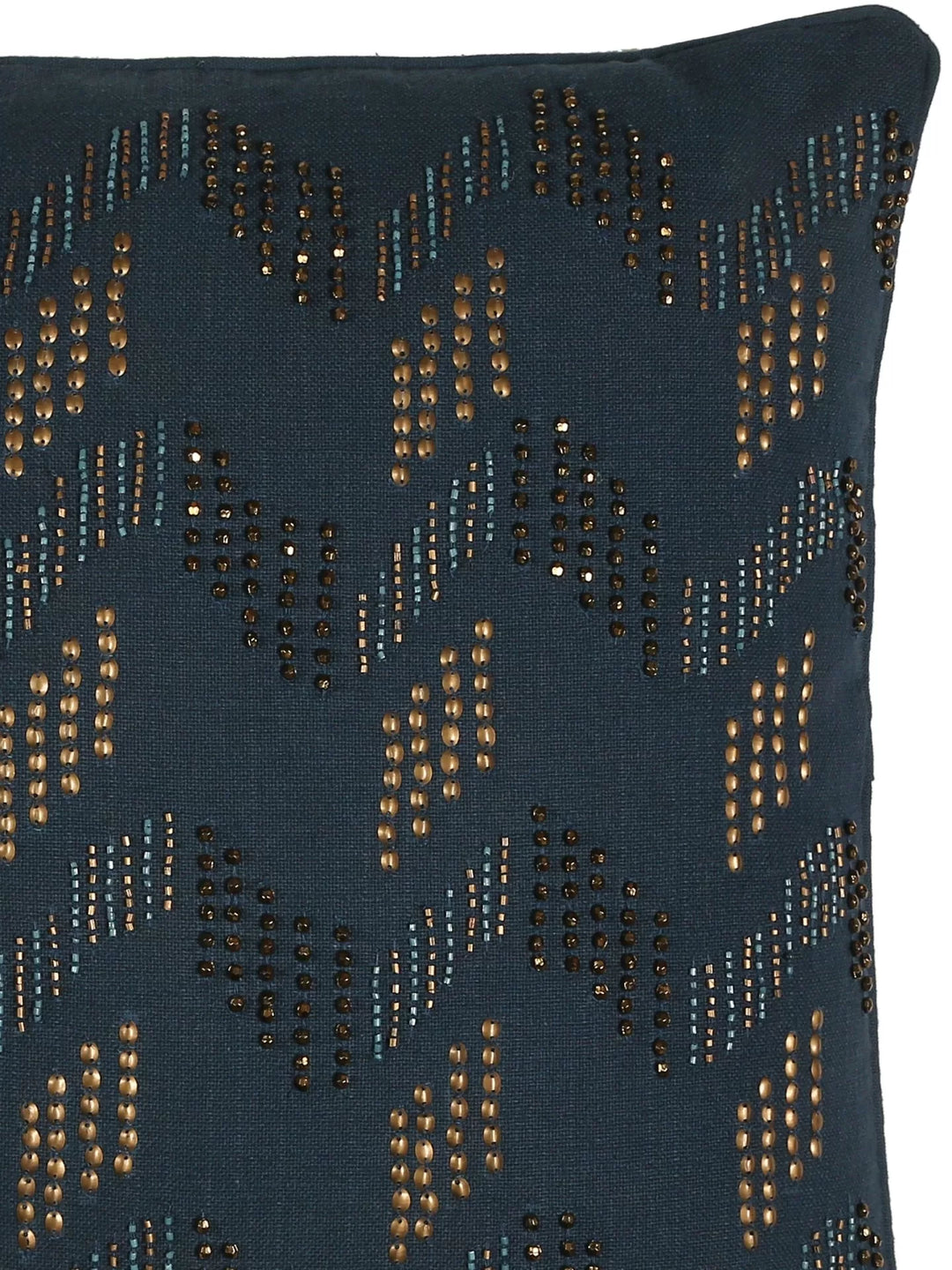 Hand Beaded Cushion Cover - Blue