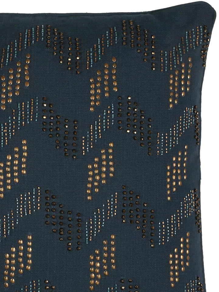 Hand Beaded Cushion Cover - Blue