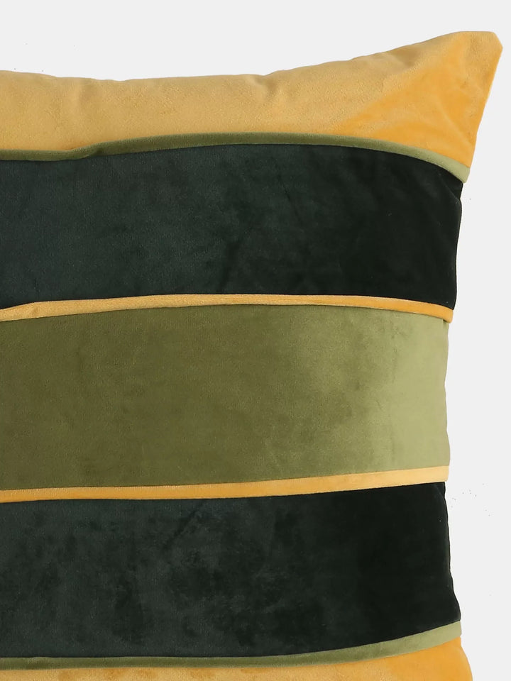 Cushion Cover - Green And Yellow With Piping Detail