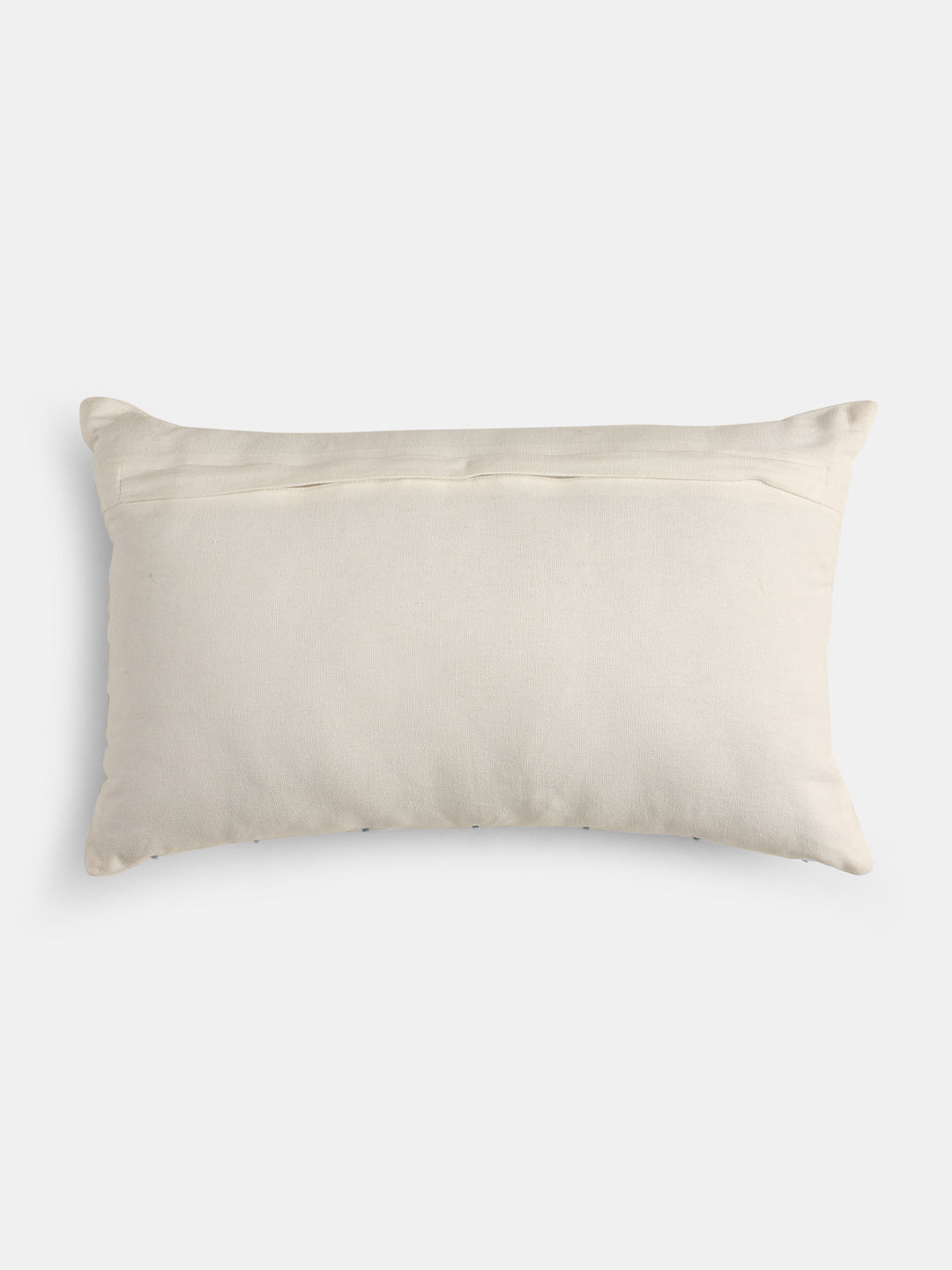 Nature Inspired- Off-White Cushion Cover with Blue and Green Motifs