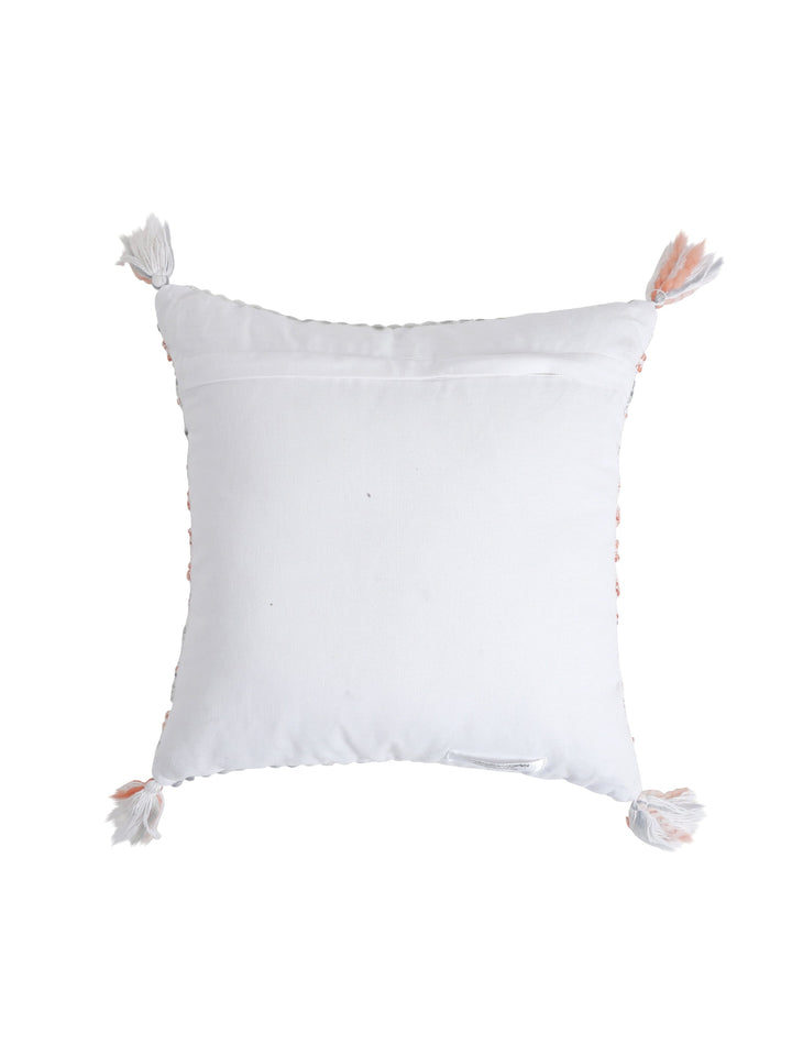 Ivory, Rust and Green Woven Cushion Cover with Tassels