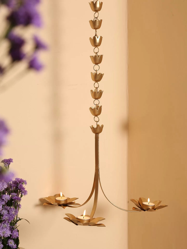 Tea Light Holder - Hanging Lotus Design | SHOBITAM