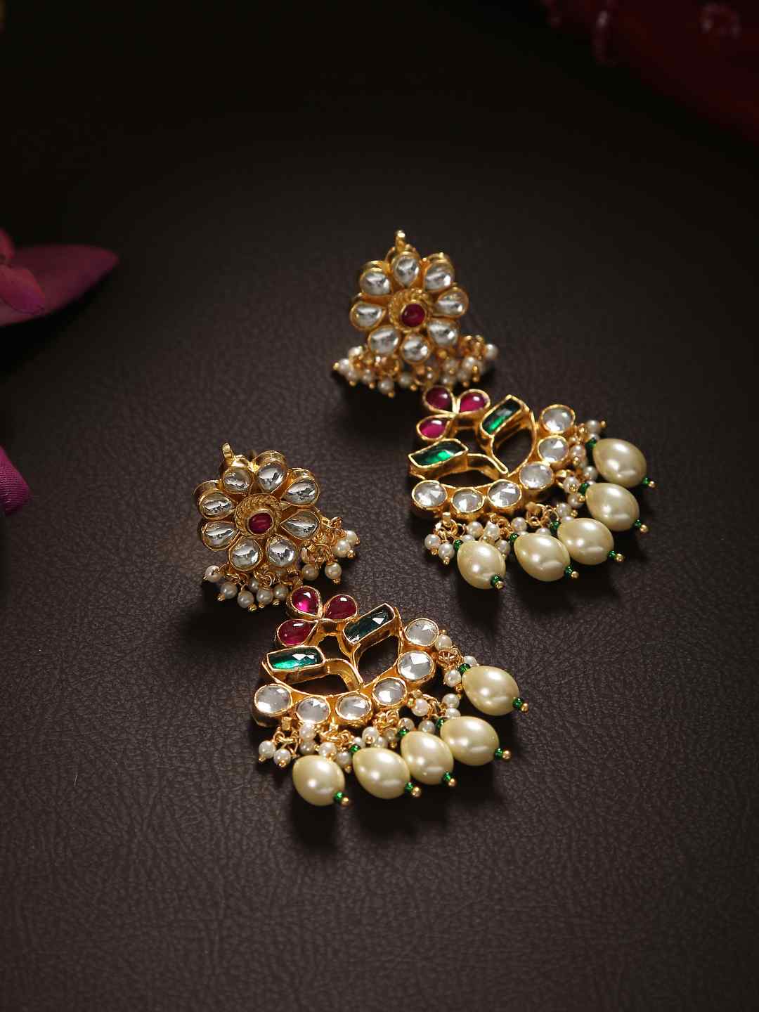 Kundan Earrings With Pearls | SHOBITAM