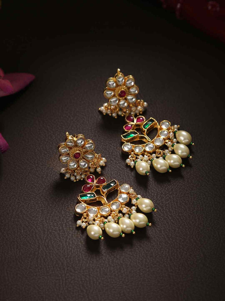 Kundan Earrings With Pearls | SHOBITAM