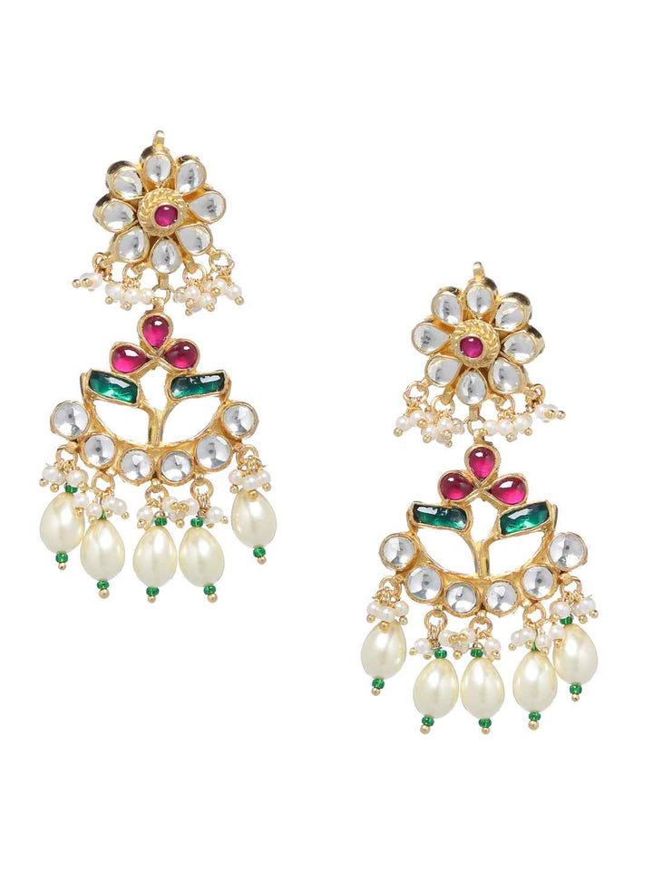 Kundan Earrings With Pearls | SHOBITAM