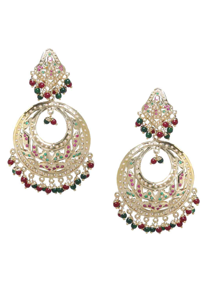 Chandbali - Maroon And Green Earrings | SHOBITAM