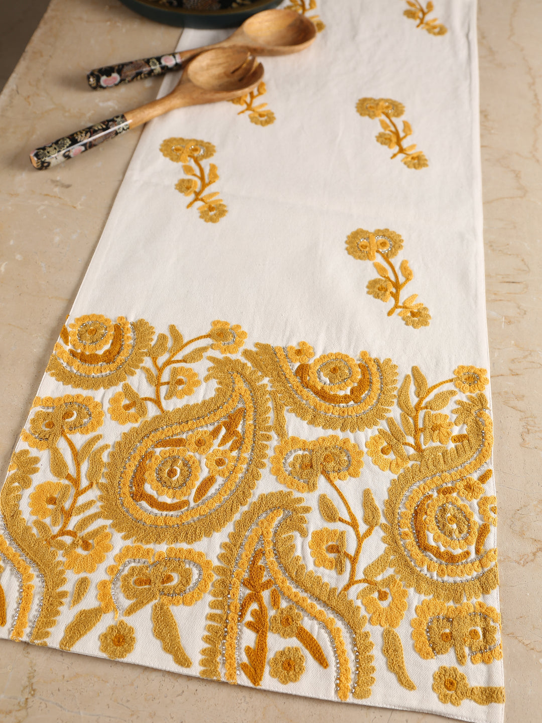 Stylish Amber Sky - Yellow Table Runner Embroidered