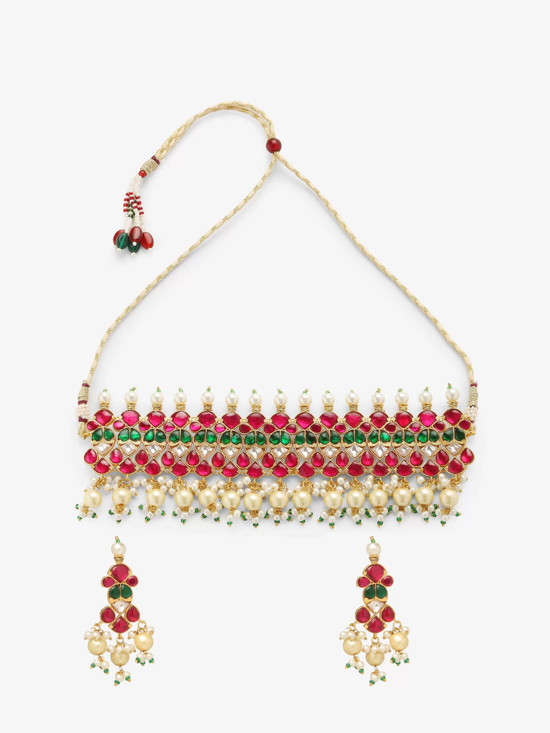 Pearl Kundan Choker With Earrings | SHOBITAM