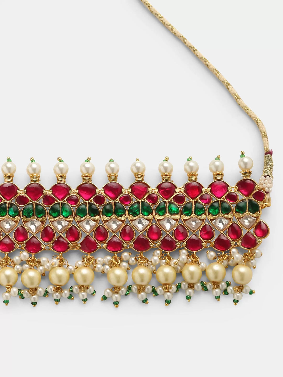 Pearl Kundan Choker With Earrings | SHOBITAM