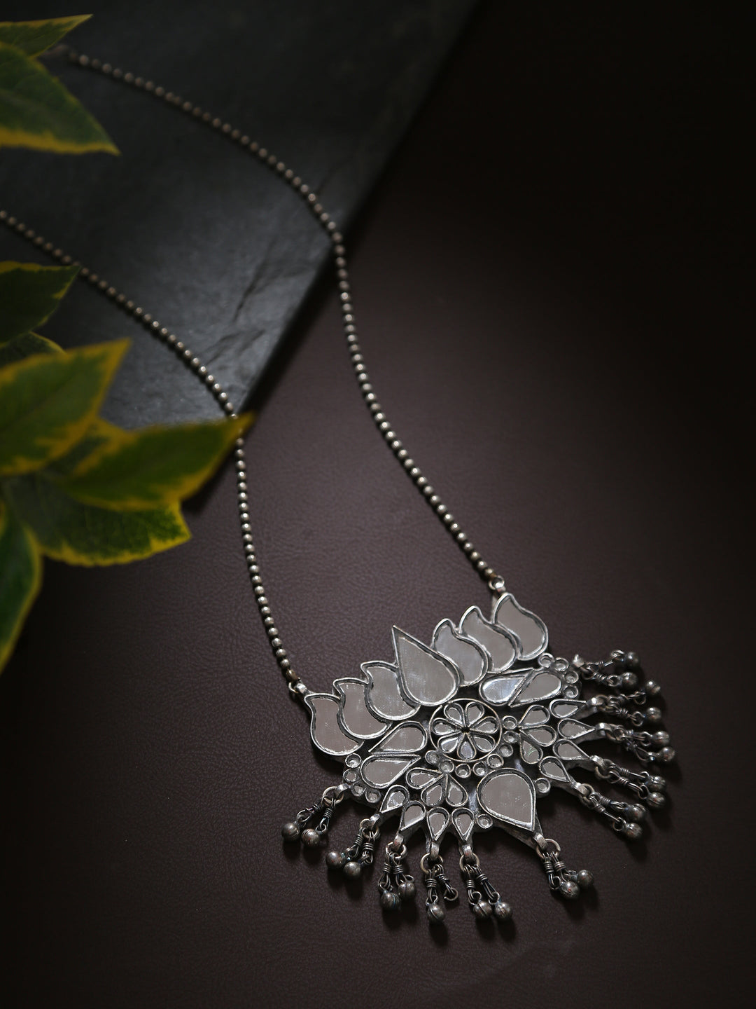 Pendant - Glass Lotus In Chain | SHOBITAM