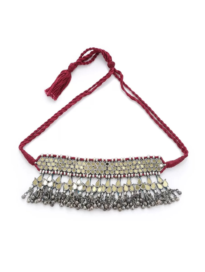 Choker Necklace - Glass with Removable Pendant - Gold Tone Glass | SHOBITAM