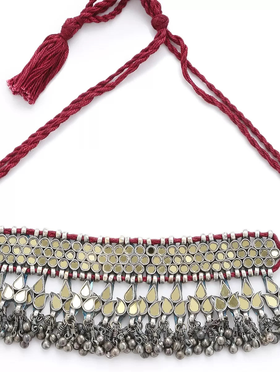 Choker Necklace - Glass with Removable Pendant - Gold Tone Glass | SHOBITAM
