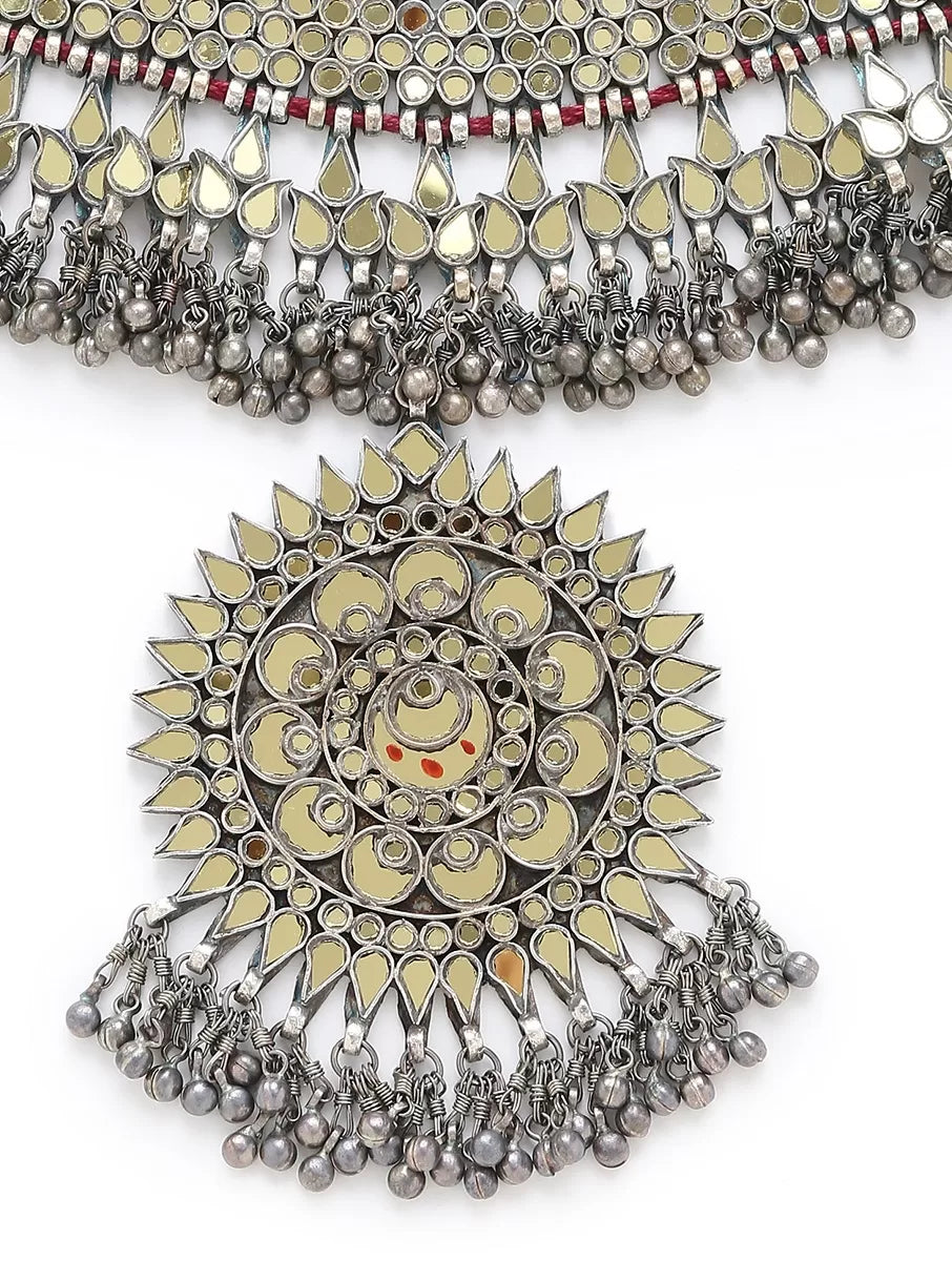 Choker Necklace - Glass with Removable Pendant - Gold Tone Glass | SHOBITAM