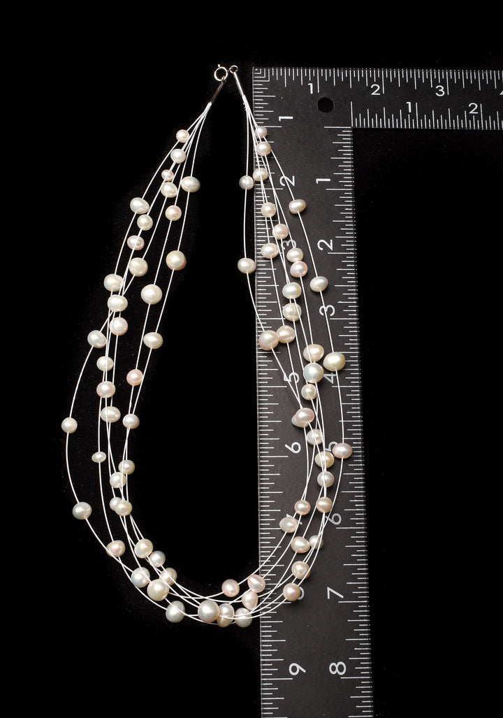 Charming Multistrand Flexible Wire Pearls Necklace (Earrings Not Included)