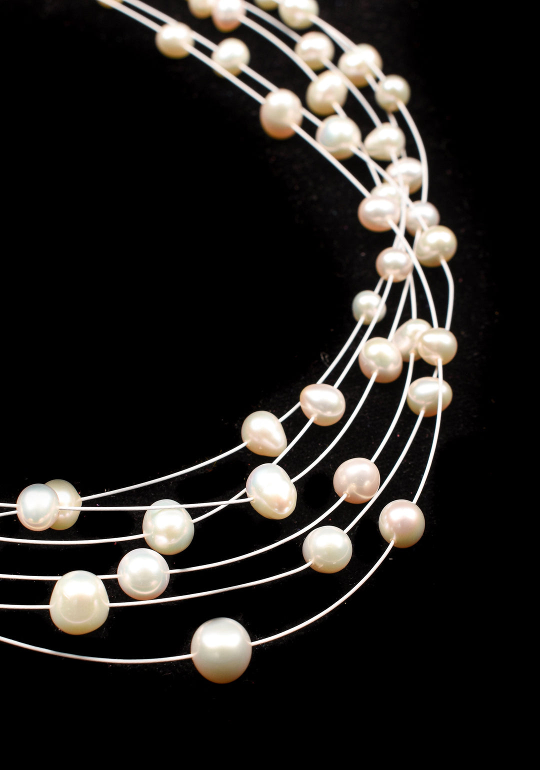 Charming Multistrand Flexible Wire Pearls Necklace (Earrings Not Included)