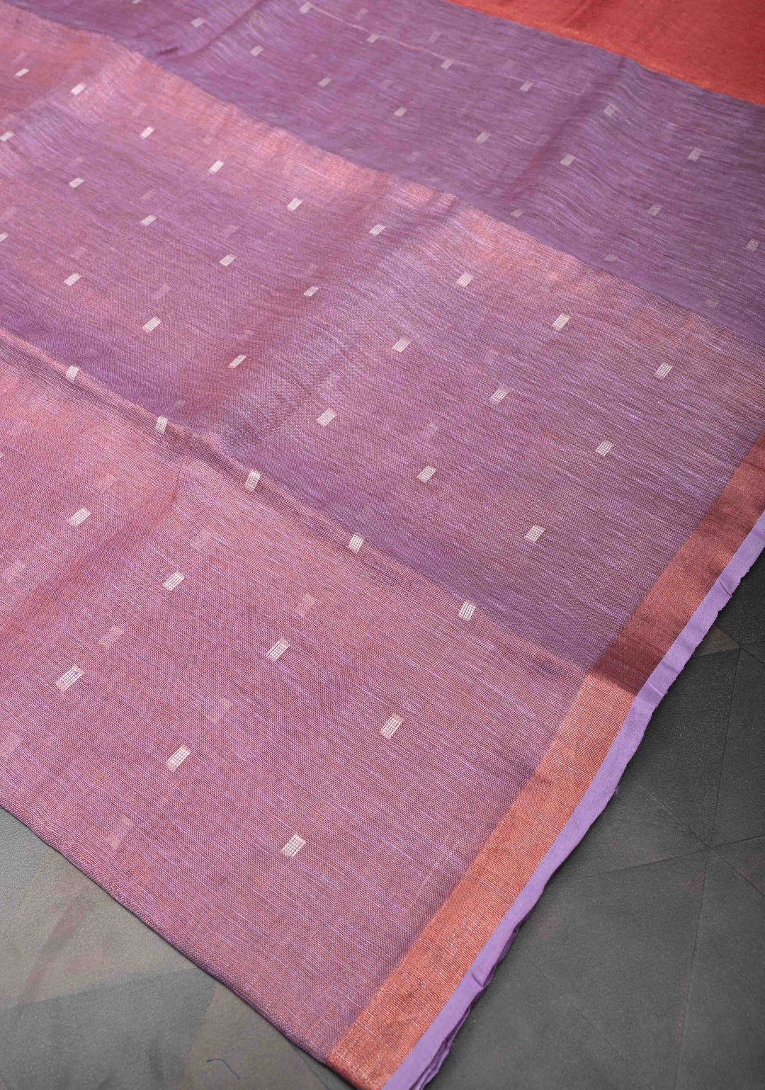 Pink Tissue Linen Saree with Thread Buttas Contrast Zari Border