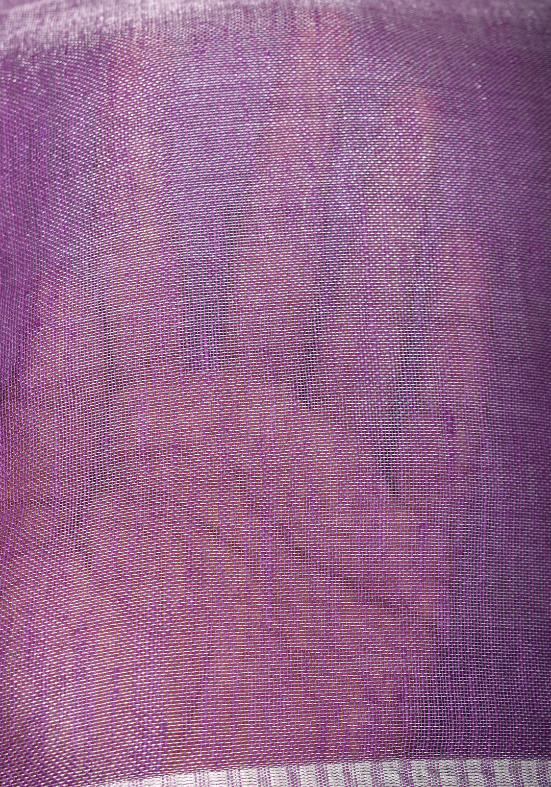 Dark Lilac Ombre Silver Tissue Linen Saree with Silver Ribbed Borders