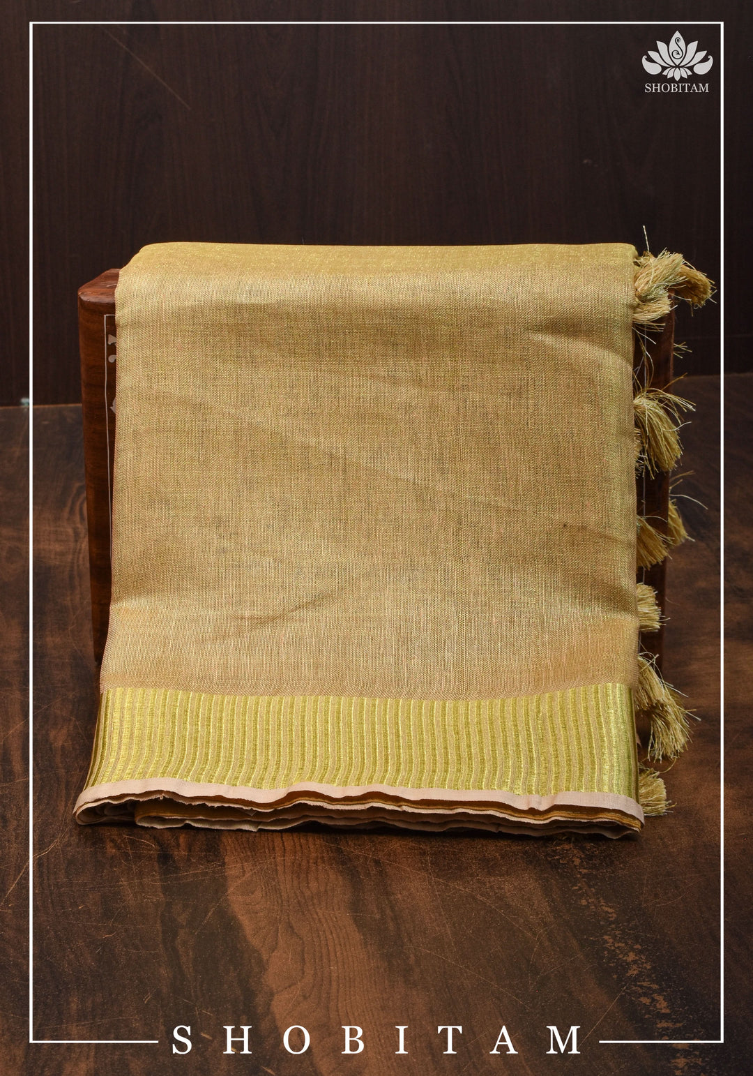 Gold Tissue Linen Saree