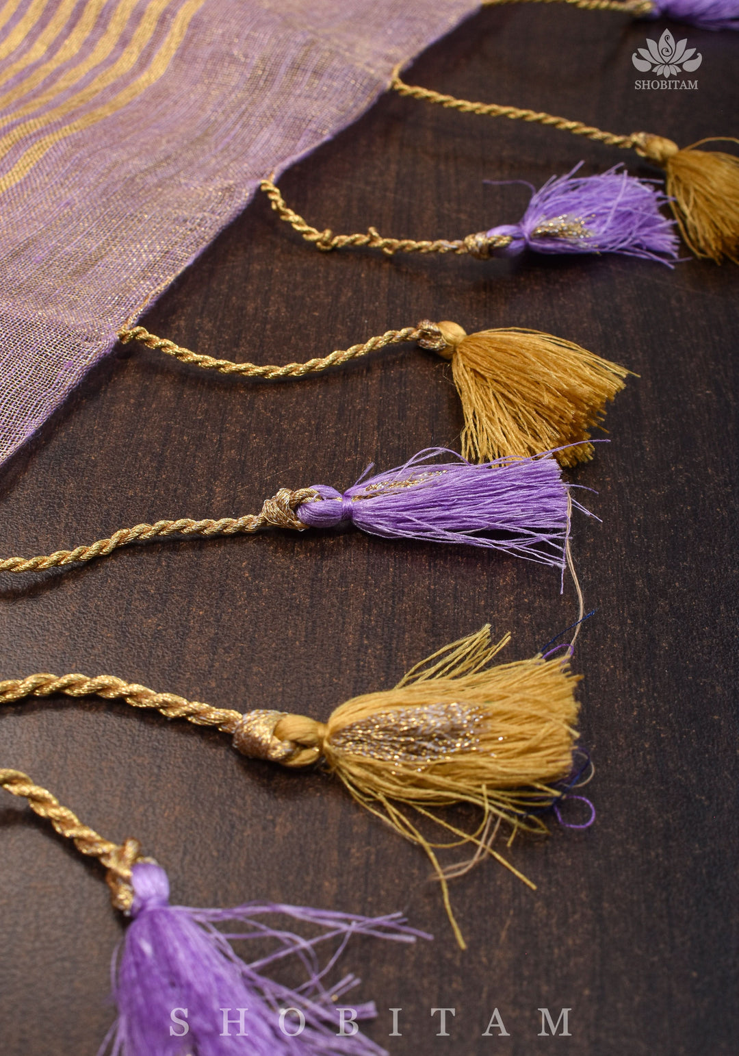Lavender and Gold Tissue by Linen Saree | SHOBITAM