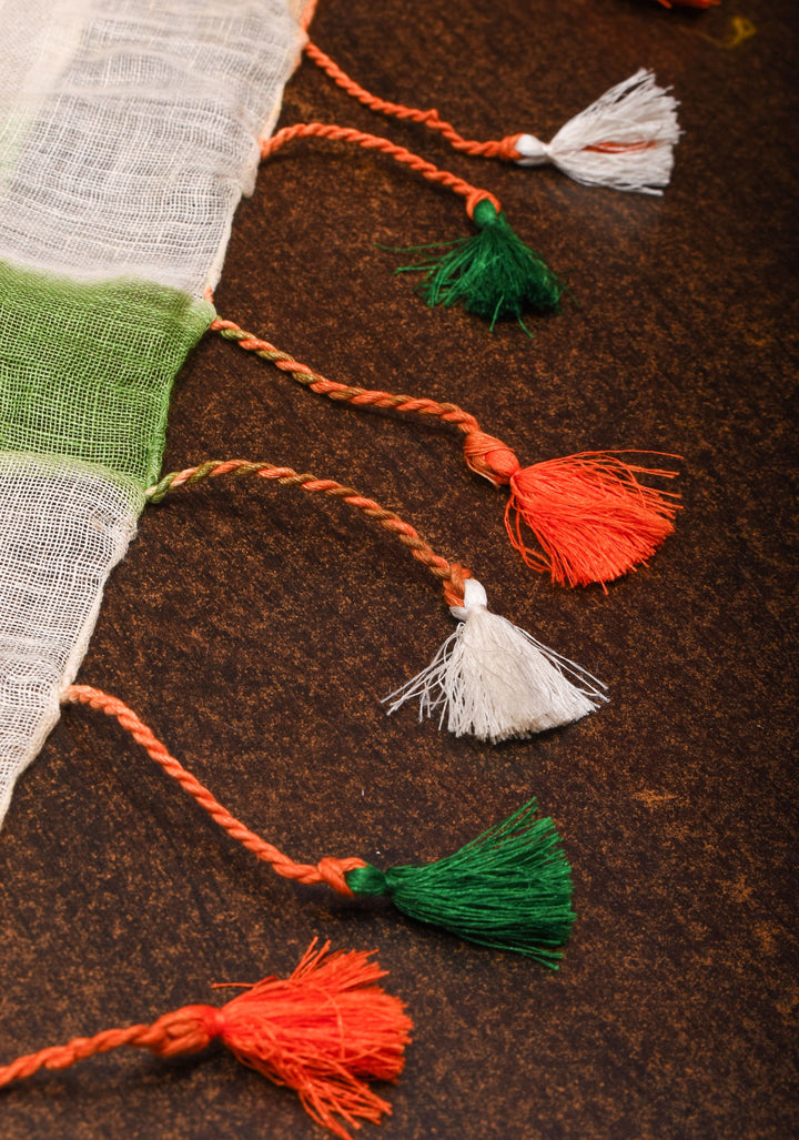 Tricolor Linen Saree - Shibori on Pure Linen by Linen Saree