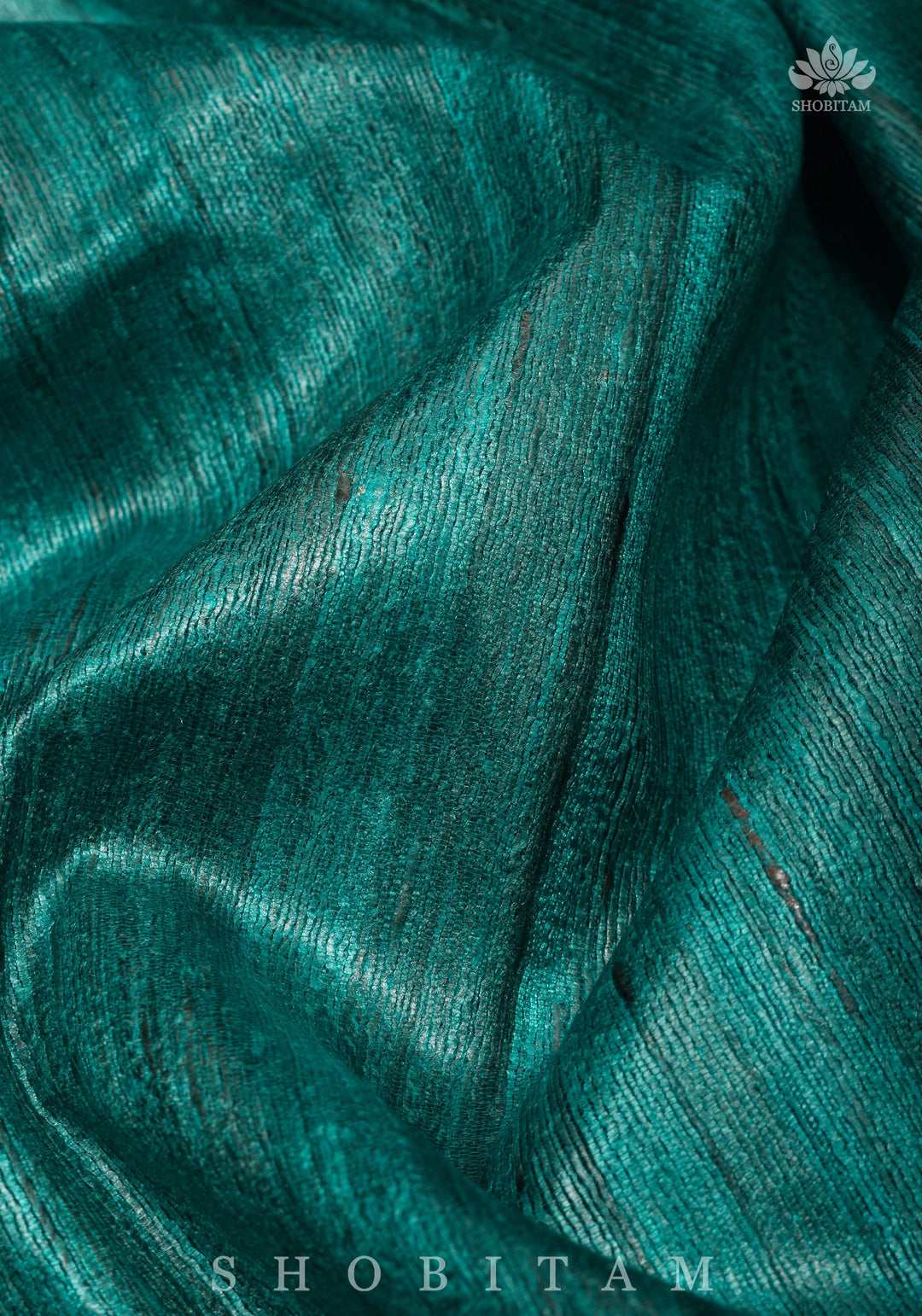 Authentic Madhubani Hand Painted Saree on Pure Tussar Silk in Teal | SILK MARK CERTIFIED |
