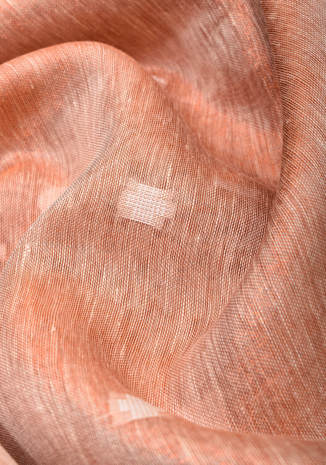 Peach Copper Tissue Linen Saree with Chunri Buttas and Tissue Pallu