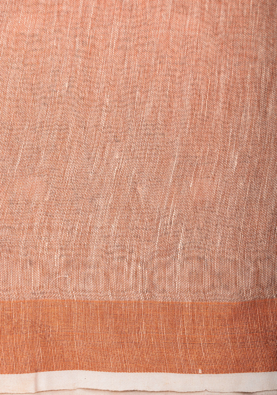 Peach Copper Tissue Linen Saree with Chunri Buttas and Tissue Pallu