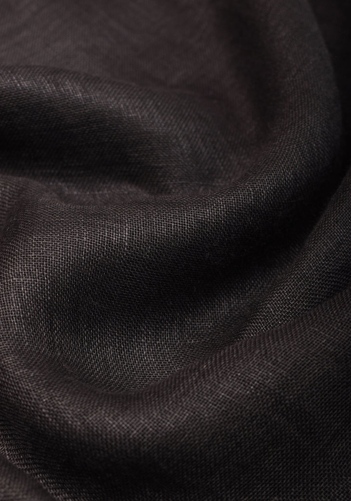 Golu Dolls Embroidery Saree in Black on Pure Linen by Linen | Shobitam saree