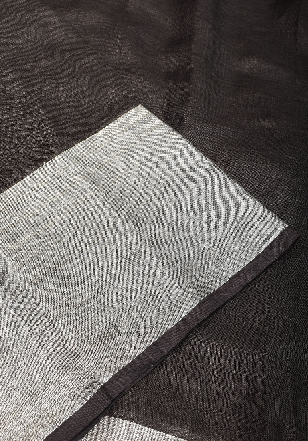 Black Linen by Linen Saree with Wide Border | SHOBITAM